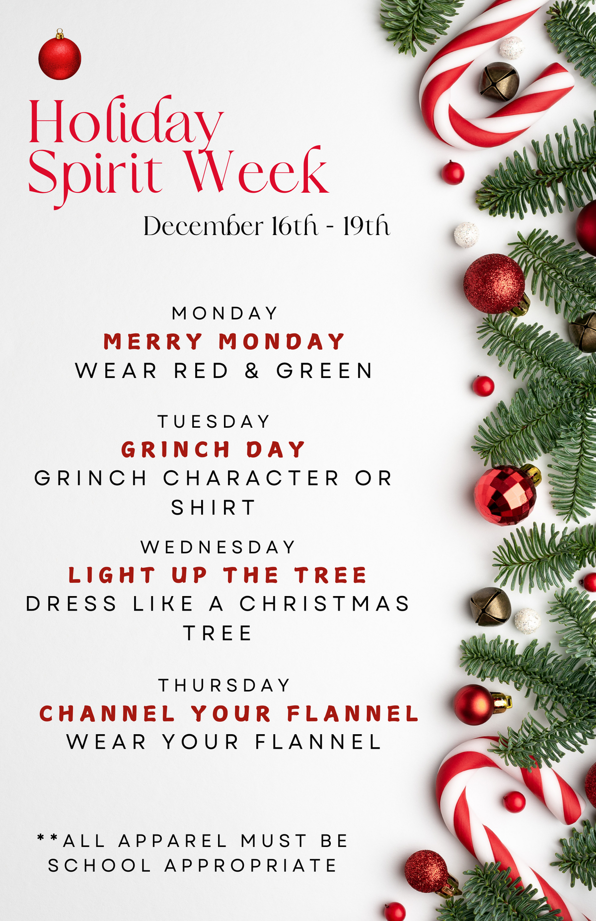  Holiday Spirit week